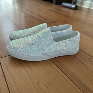 White slide on shoes